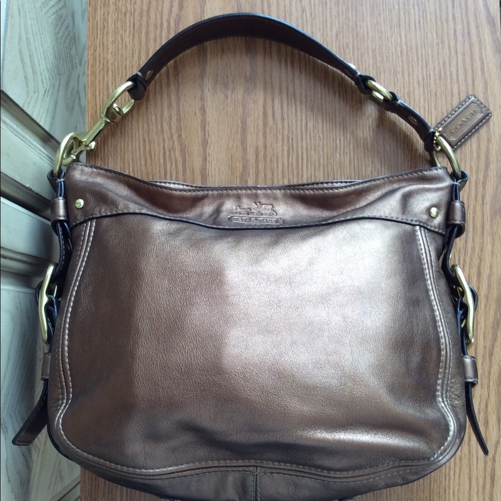 Coach Zoe shoulder bag-Copper Metallic leather